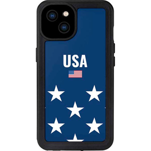 USA Flag Stars iPhone 15 Plus Waterproof Case